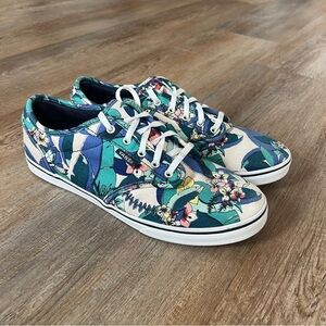 Vans Original Lace Up Sneakers Floral Tropical Print Size 8 EUC